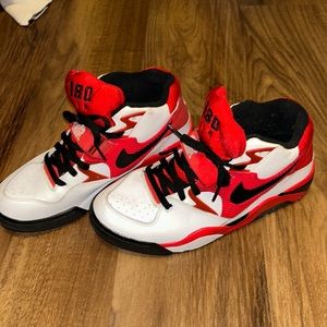 Air Force 180. White/black/university red. Size 9.5 men’s